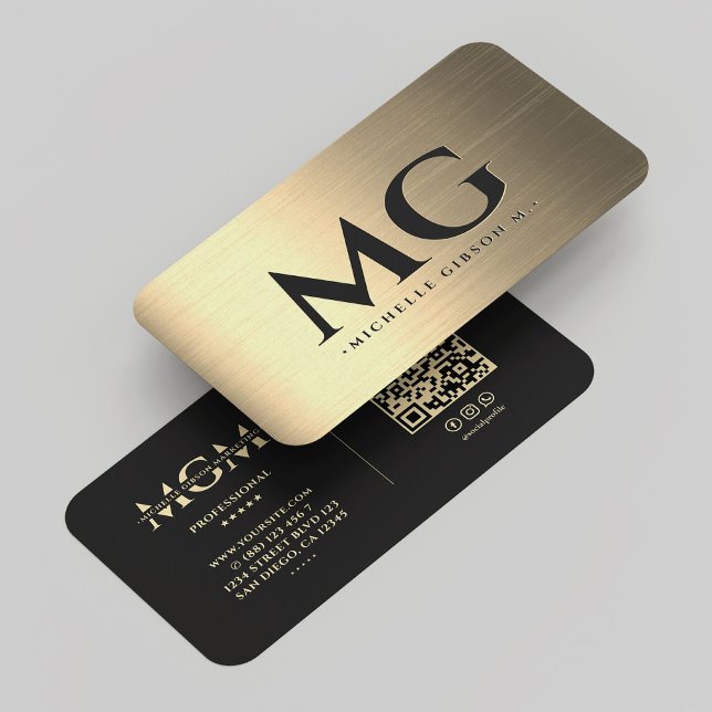 Cartão De Visita Marketing Black Faux Dourado Monograma Elegante Mo (Marketing Black Gold Monogram Elegant Modern Business Card
)