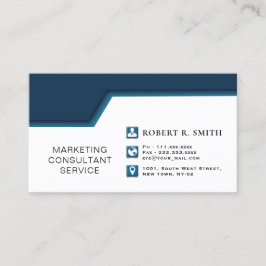 Cartão De Visita Marketing consultor Blue & WhiteBusiness Card