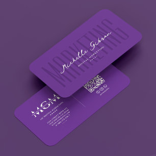 Cartão De Visita Marketing de Mídia Social Real Roxo