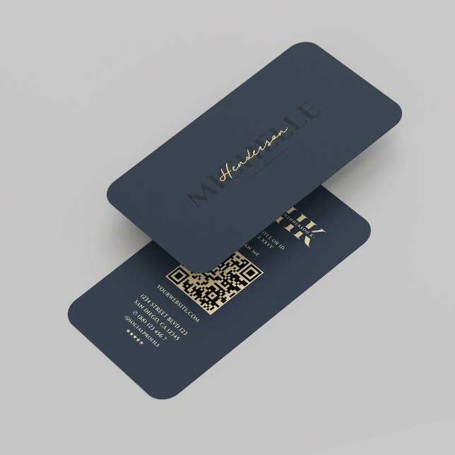 Cartão De Visita Marketing de Monograma Azul Escuro Moderno (Modern Professional Dark Blue Monogram Marketing Business Card
)