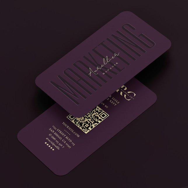 Cartão De Visita Marketing de monograma profissional Púrpura de lux (Professional Monogram Marketing Luxury Purple Business Card
)