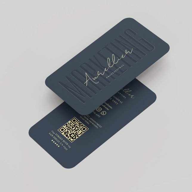 Cartão De Visita Marketing Elegante moderno azul escuro (Modern Elegant Marketing Professional Dark Blue Business Card
)