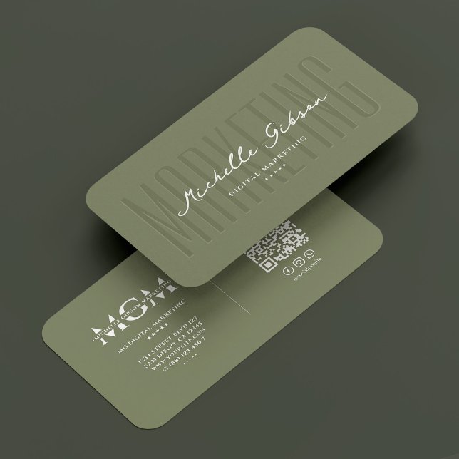Cartão De Visita Marketing Elegante - Sage profissional mínima (Elegant Marketing Minimal Professional Sage Business Card
)