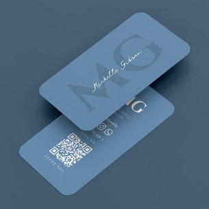 Cartão De Visita Marketing mínimo profissional azul empoeirado