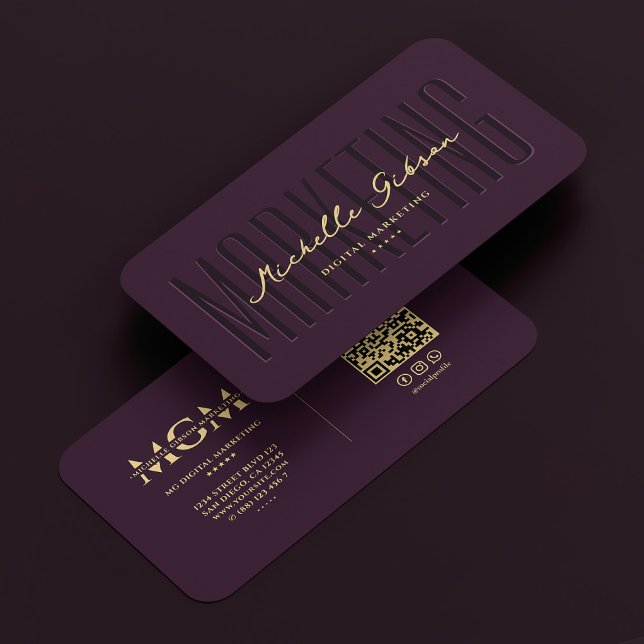 Cartão De Visita Marketing moderno de luxo Monograma Roxo (Luxury Modern Marketing Monogram Purple Business Card
)
