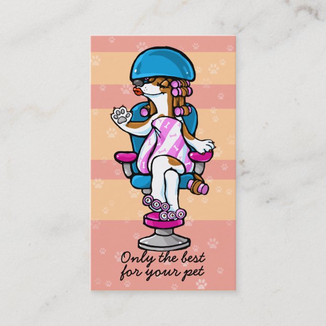 Cartão De Visita Marketing_pnk do Groomer de Salões de Negócios em  (Frente)