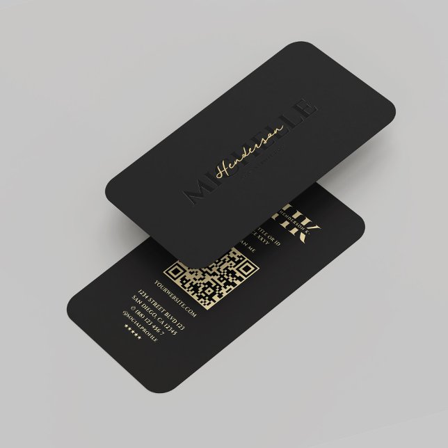 Cartão De Visita Marketing preto profissional moderno (Professional Black Gold Monogram Marketing Modern Business Card
)