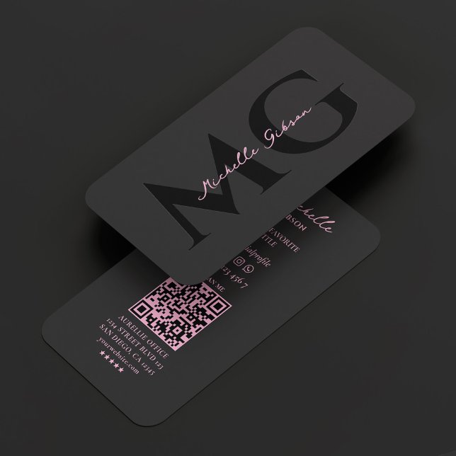 Cartão De Visita Marketing preto-rosa estético profissional (Beauty Professional Aesthetic Black Pink Marketing Business Card
)