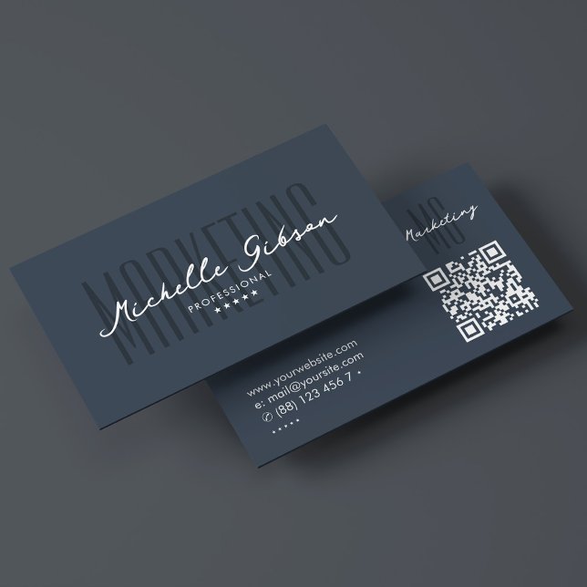 Cartão De Visita Marketing Professional Elegante Azul (Marketing Professional Elegant Charcoal Blue Business Card
)