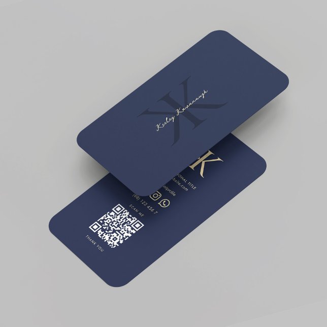 Cartão De Visita Marketing profissional moderno Monograma K Azul (Modern Professional Marketing Monogram K Blue Business Card
)