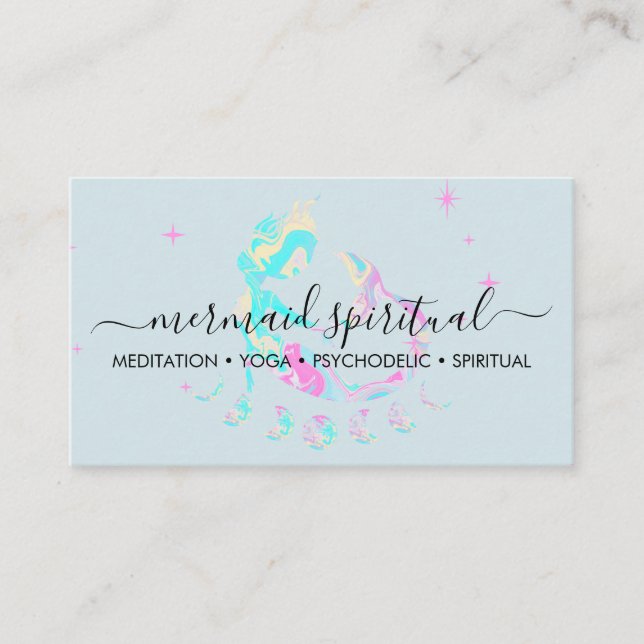 Cartão De Visita Mármaco azul Lua de sereia (Frente)