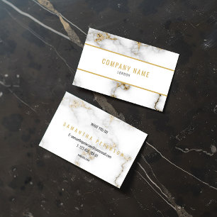Cartão De Visita Mármore Branco e Dourada profissão minimalista mod
