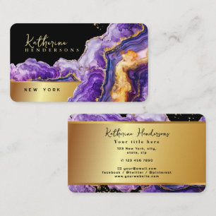 Cartão De Visita Mármore brilhante roxo Ágata Chic profissional