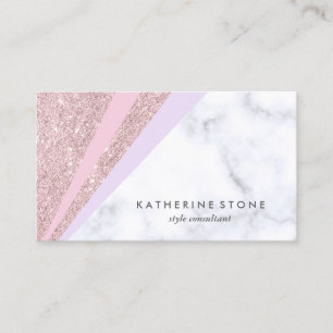 Cartão De Visita Mármore cor-de-rosa geométrico elegante do branc