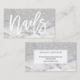 Cartão De Visita Mármore do brilho da prata do falso da tipografia