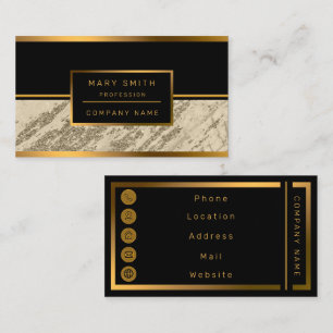 Cartão De Visita Mármore Dourado de champanhe de luxo Personalizado