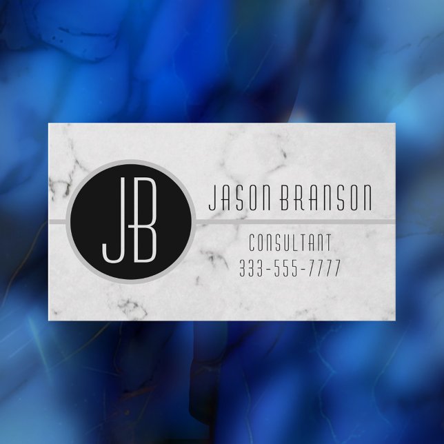 Cartão De Visita Mármore Elegante e Trendy Personalizável, Monogram (Criador carregado)