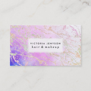 Cartão De Visita Mármore moderno do brilho do arco-íris na aguarela