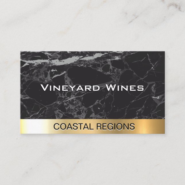 Cartão De Visita Mármore Negro | Dourado luxo metálico (Frente)