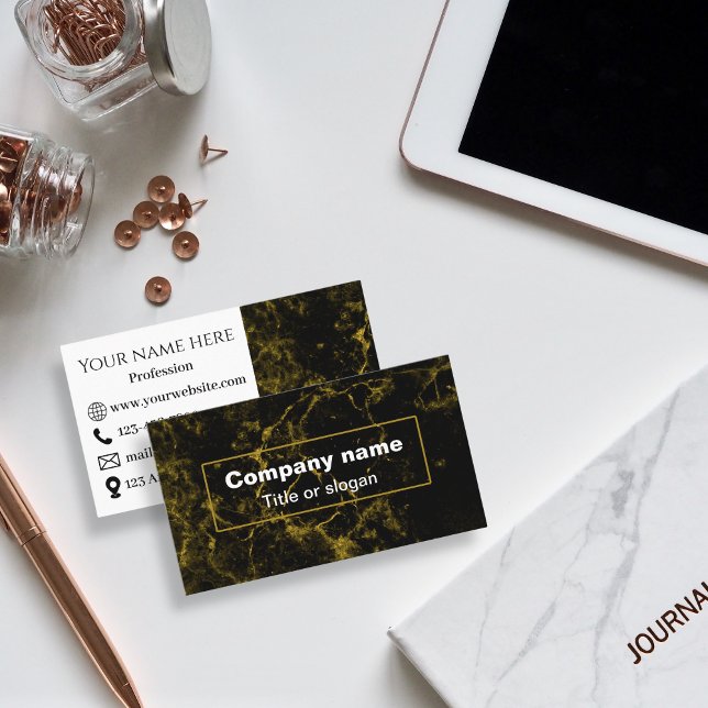Cartão De Visita Mármore negro e dourado (Criador carregado)