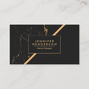 Cartão De Visita Mármore Negro e Ouro