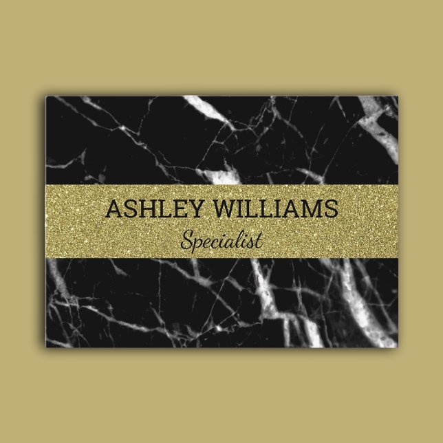 Cartão De Visita Mármore preto Elegante e ouro (Elegant black marble and gold  business card)
