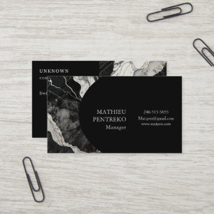 Cartão De Visita Mármore preto moderno e prata personalizados