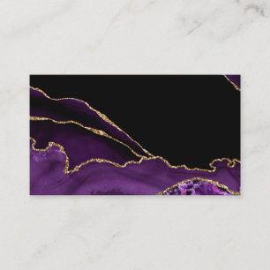 Cartão De Visita Mármore Preto Violeta Ágata Glamour Sombrio Dourad