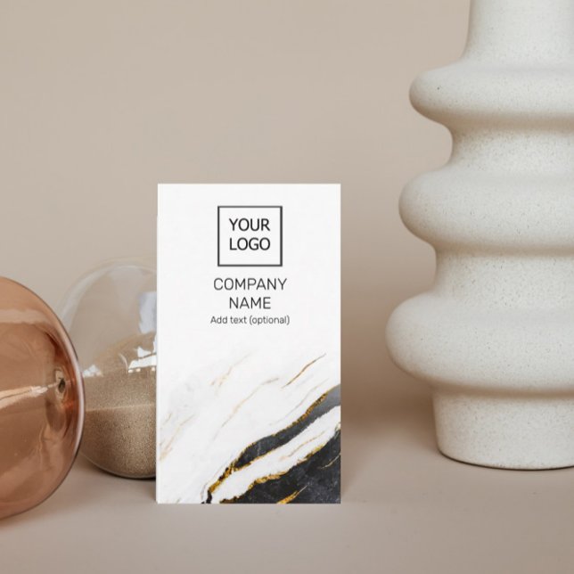 Cartão De Visita Mármore profissional único preto e branco vertical (Criador carregado)