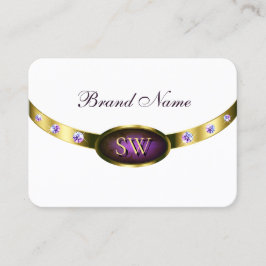 Cartão De Visita Mármore Roxo Branco Escuro e Dourado com Iniciais