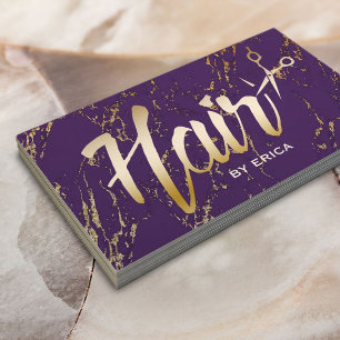 Cartão De Visita Mármore roxo Dourado moderno da tipografia do