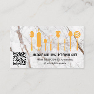 Cartão De Visita Mármore Utensílios Cozinhar Rótulo de verific