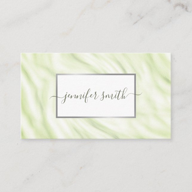 Cartão De Visita Mármore Verde Elegante Com Chic Frame Bonito (Frente)