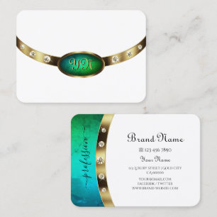 Cartão De Visita Mármore Verde-Verde-Teal Dourado Branco-Capturado
