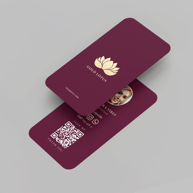 Cartão De Visita Maroon Vermelho Elegante Dourado Lotus Wellness Sp (Red Maroon Elegant Gold Lotus Wellness Spa Business Card
)