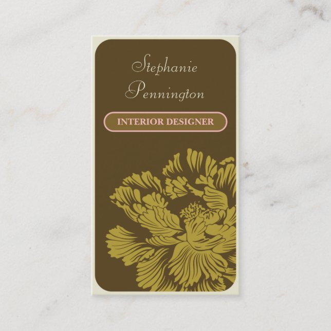 Cartão de visita marrom chique à moda do designer (Frente)