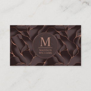 Cartão De Visita Marrom Chocolate & Dourado Rosa Padrão de Onda Abs