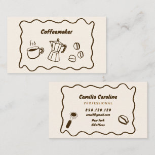cartão de visita marrom de café aconchegante com d
