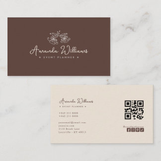Cartão de Visita Marrom Elegante Código QR Mídia S