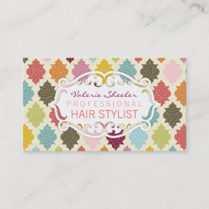 Cartão De Visita Marroquino colorido Quatrefoil - Bizcards feito