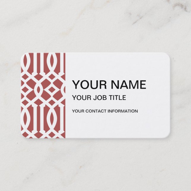 Cartão De Visita Marsala e teste padrão moderno branco da treliça (Frente)