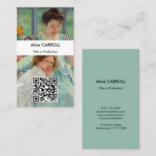 Cartão De Visita Mary Cassatt - Jovem Mãe Costurando - Código QR
