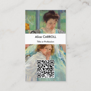 Cartão De Visita Mary Cassatt - Jovem Mãe Costurando - Código QR