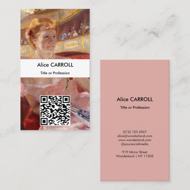 Cartão De Visita Mary Cassatt - Mulher Colar de Pérolas Loge - Códi (Frente/Verso)