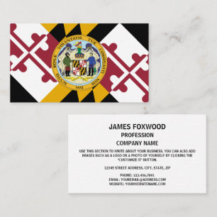 Cartão De Visita Marylander Flag & Seal Design, Flag of Maryland