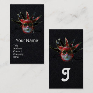 Cartão De Visita MÁSCARA DE JESTER VERMELHO PRETO,Papel preto de Ma