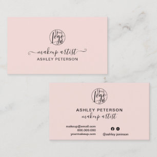 Cartão De Visita Máscara de logotipo simples e cor-de-rosa