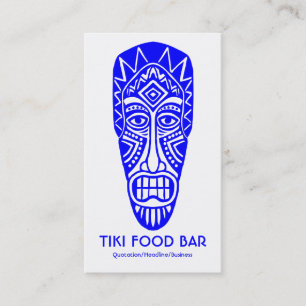Cartão De Visita Máscara de Tiki - Azul em Branco