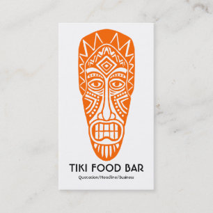 Cartão De Visita Máscara de Tiki - Laranja em Branco
