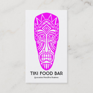 Cartão De Visita Máscara de Tiki - Magenta em Branco